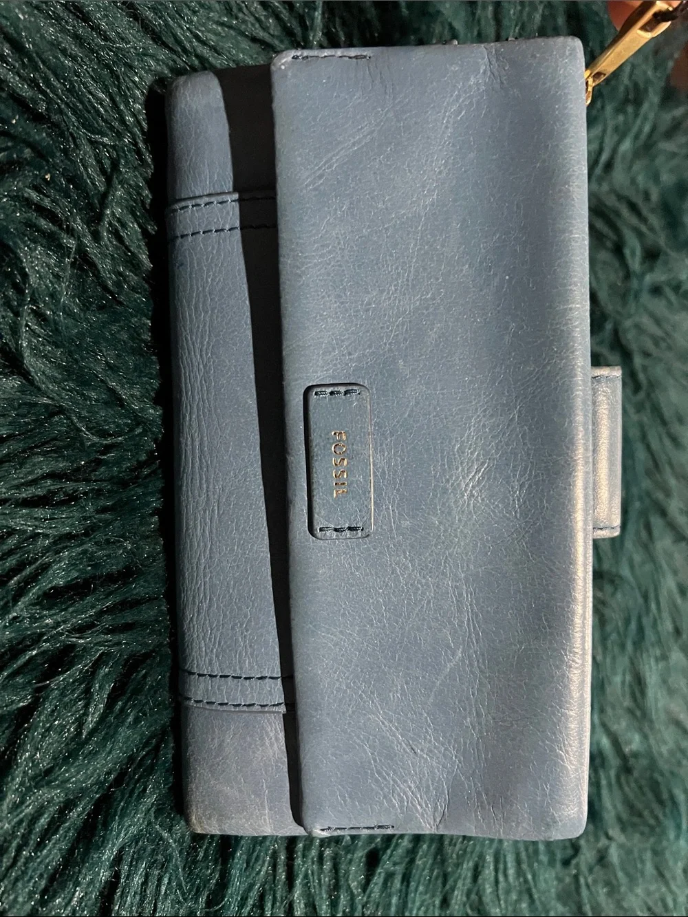 Fossil Light Blue Leather Wallet Wristlet
